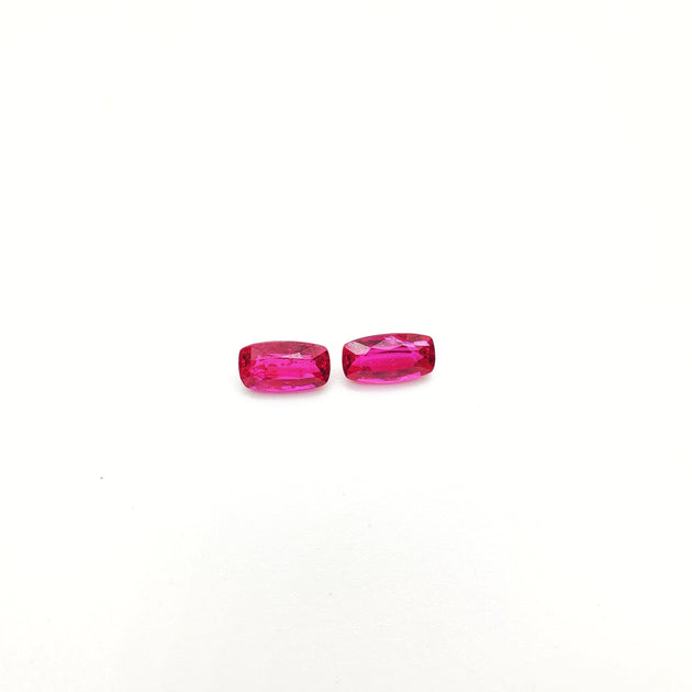Ruby♥୨୧˙˳⋆﻿　　0118 Mozambique Ruby Natural Unheated Cushion 4.27 x 7.86mm (PAIR