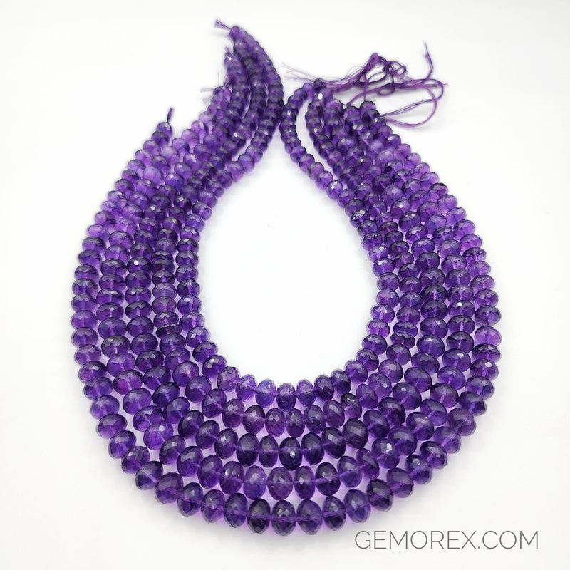 Purple Amethyst Faceted Roundel Beads 7.60-9.00mm