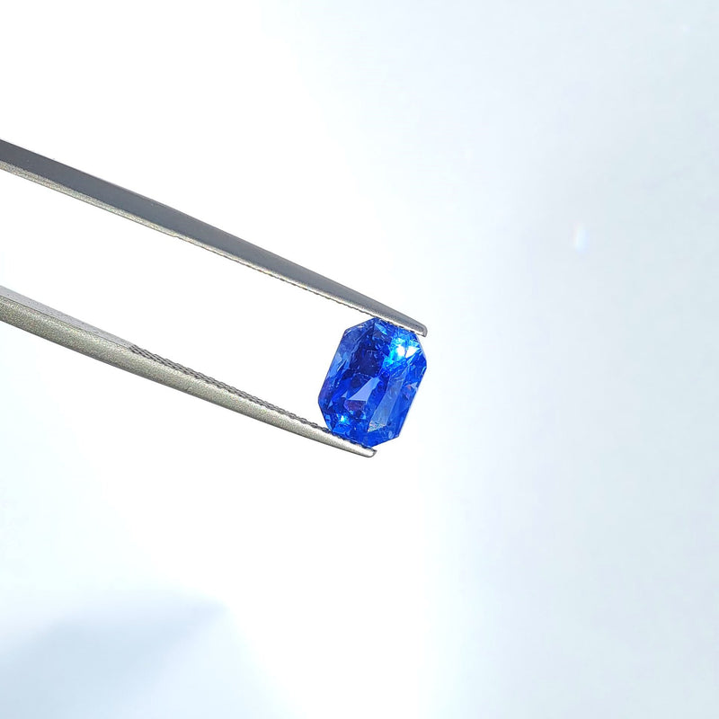 Ceylon Blue Sapphire Emerald Cut 3.31 ct (Certified) - Gemorex International Inc.