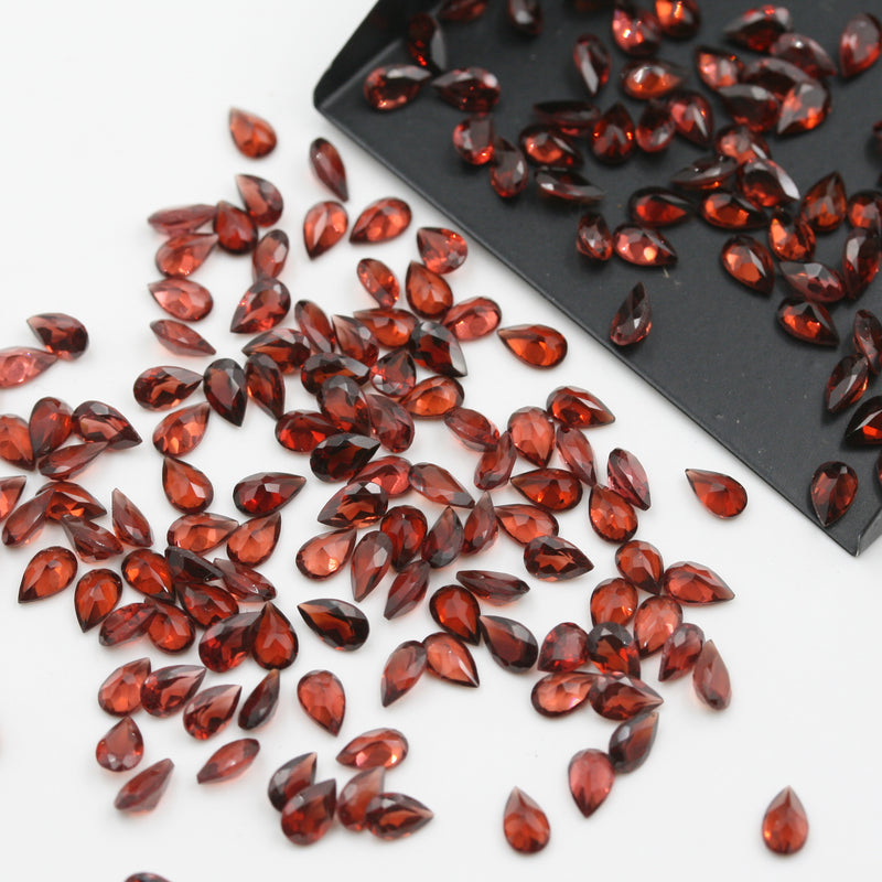 Red Garnet Pear Brilliant Cut Calibrated (MULTIPLE SIZES) - Gemorex International Inc