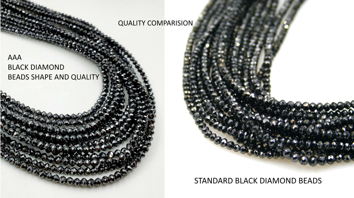 213 Ct 1 Long Strand Black Diamond 1mm Large Big Hole Rondelles Genuine Diamond  Beads 17.5 Inch Long BDU002
