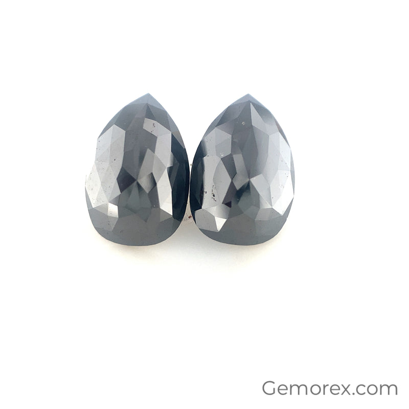 Black Diamond Pear Shape Rose Cut 3.53ct