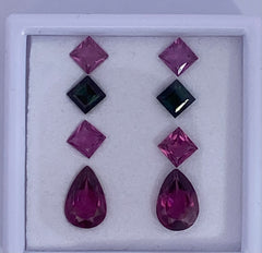 Purple Garnet and Tourmaline Earring Layout