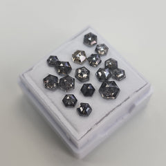 Salt n Pepper Diamond Hexagonal Rose Cut 5.56ct