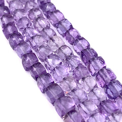 Amethyst Faceted Cube Beads 5-6mm