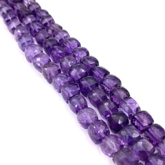 Amethyst Faceted Cube Beads 7-10mm