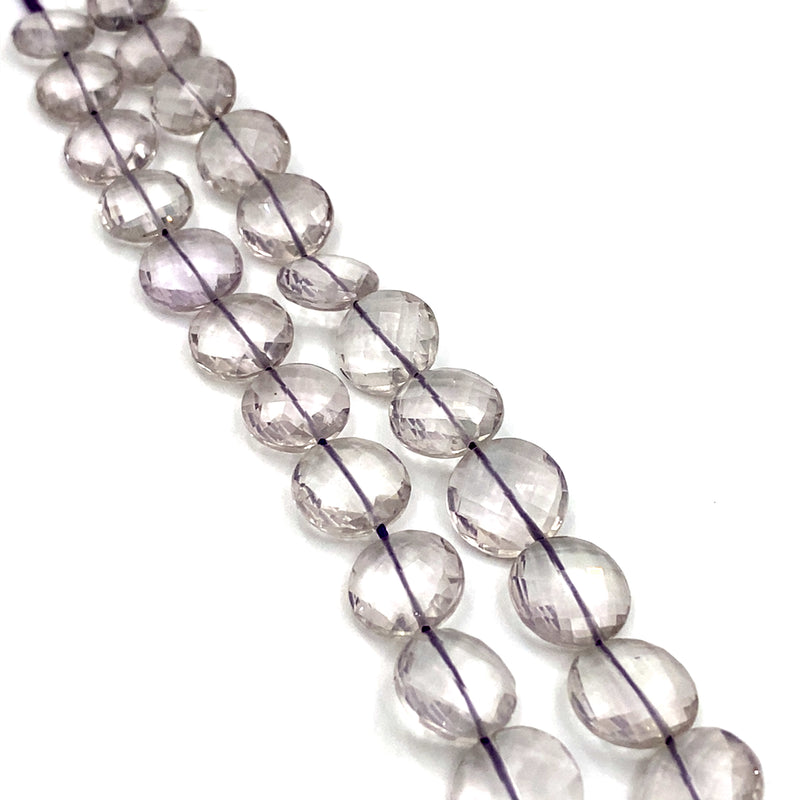 Amethyst Faceted Coin Beads 10-12mm