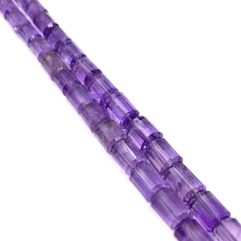 Amethyst Faceted Tube Beads 5.5-7.5mm