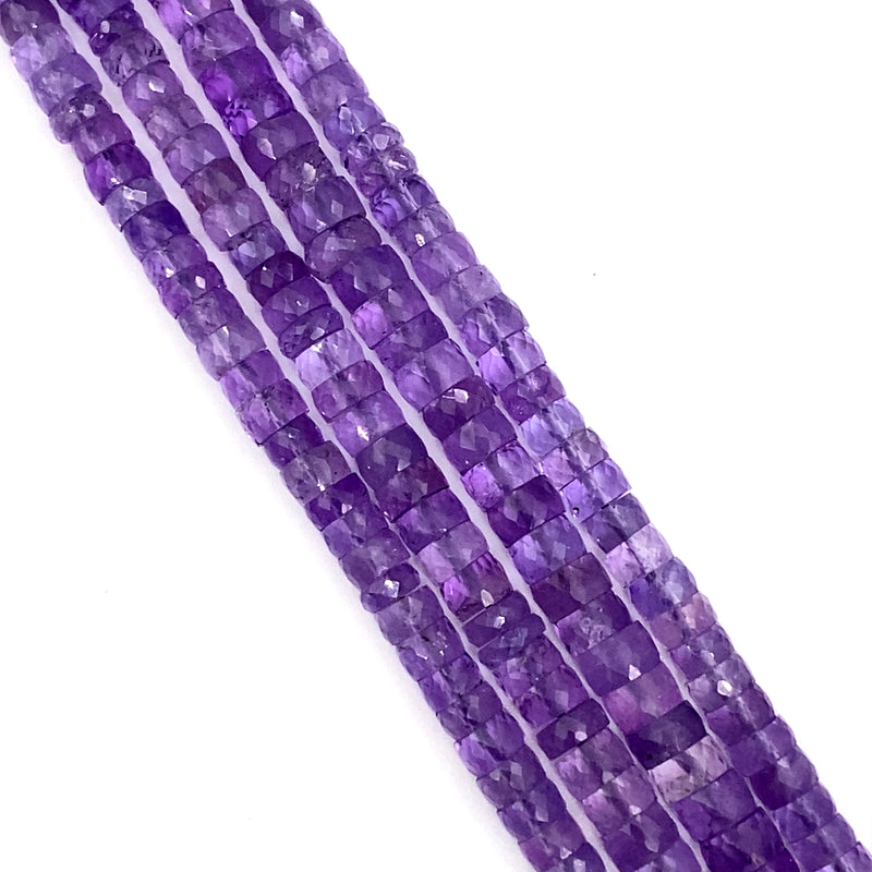 Amethyst Faceted Tyre Beads 6-8mm