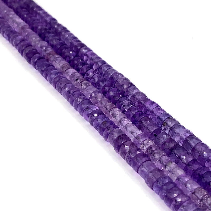 Amethyst Faceted Tyre Beads 6-9mm