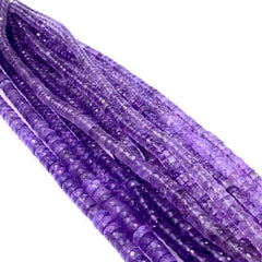 Amethyst Faceted Tyre Beads 6-9mm