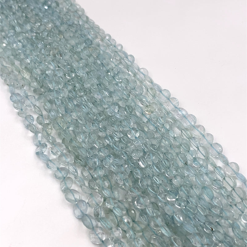 Aquamarine Faceted Coin Beads 5-6mm