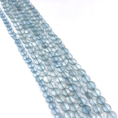 Aquamarine Faceted Coin Beads 5.5-6.5mm