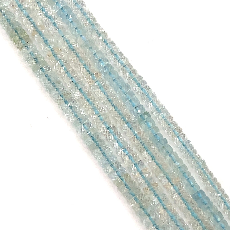 Aquamarine Faceted Tyre Beads 4-5mm