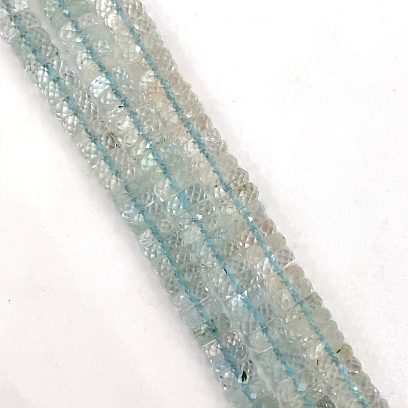 Aquamarine Faceted Tyre Beads 6-7.5mm