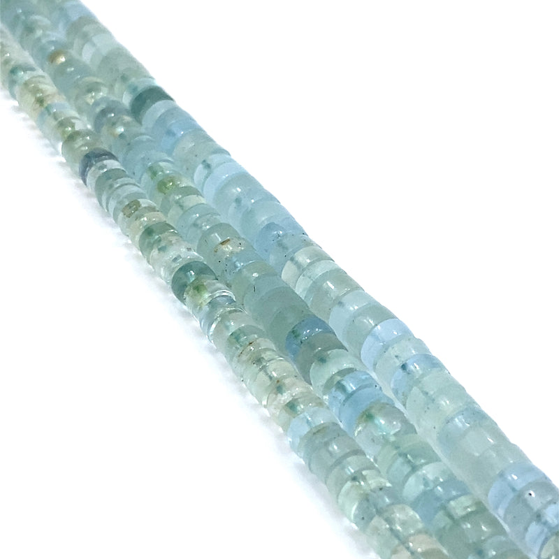 Aquamarine Smooth Tyre Beads 7-8mm