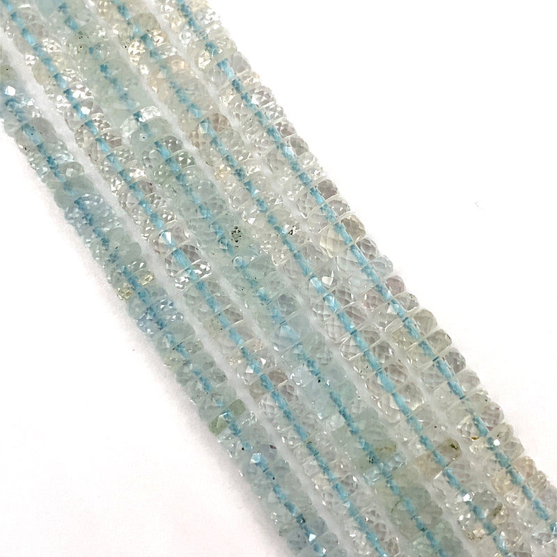 Aquamarine Faceted Tyre Beads 4.5-5.5mm