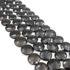 Brown Chalcedony Faceted Coin Beads 14-19mm