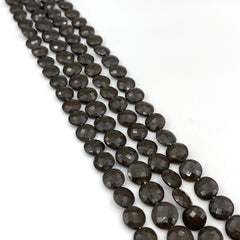 Brown Chalcedony Faceted Coin Beads 10-12mm