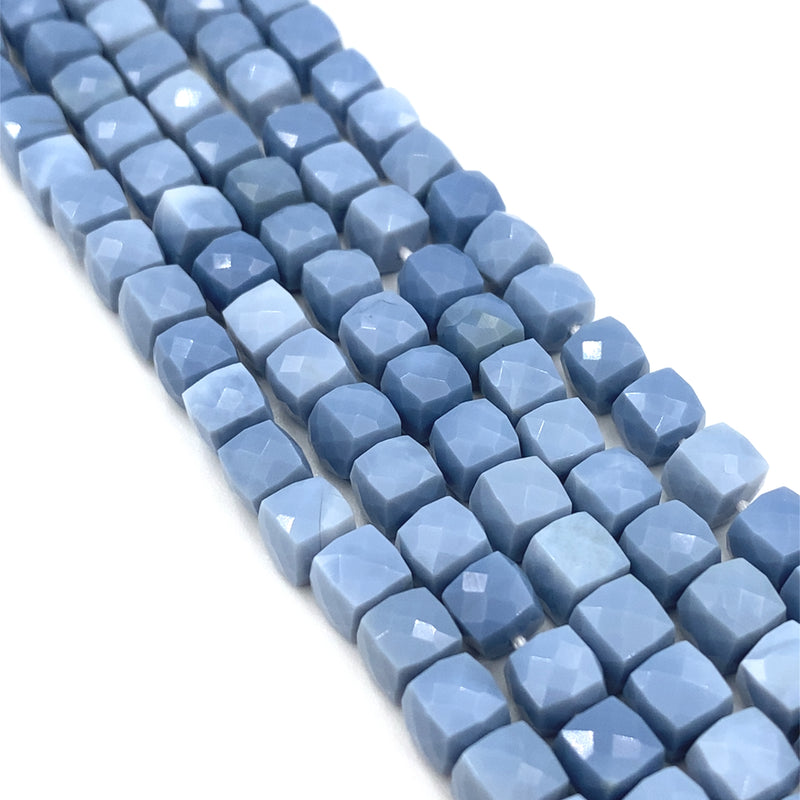 Blue Quartz Faceted Cube Beads 6-6.5mm