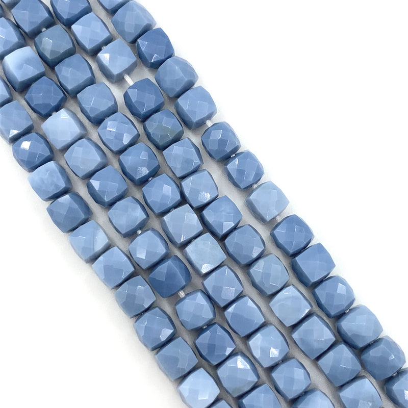 Blue Quartz Faceted Cube Beads 6-6.5mm