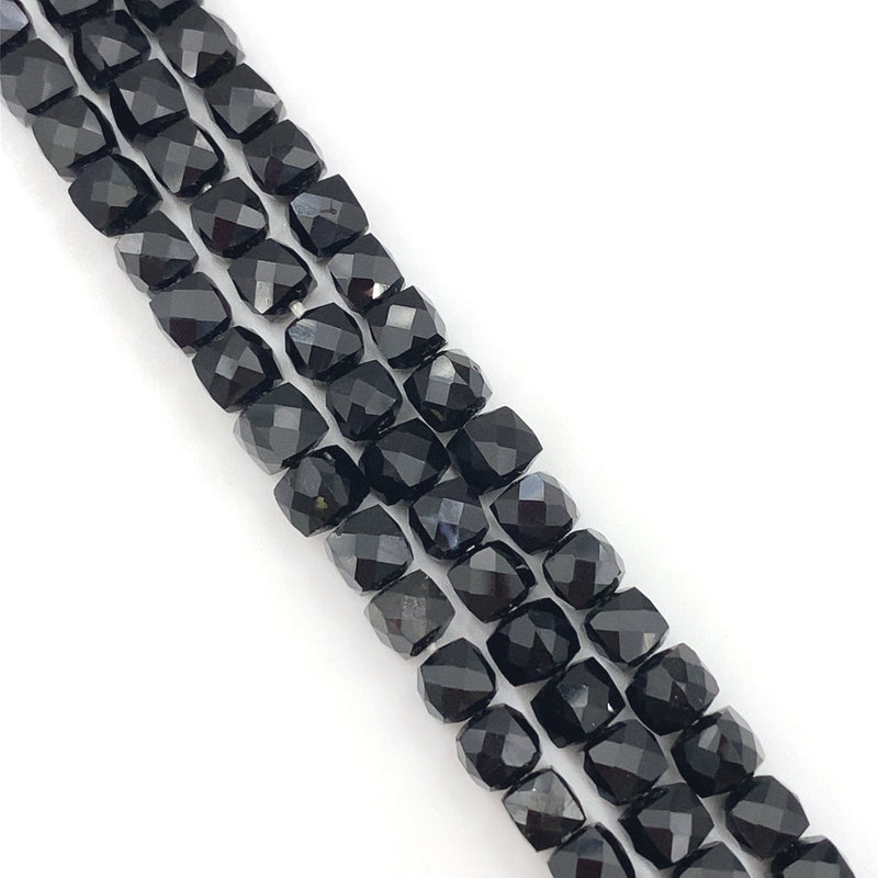 Black Onyx Faceted Cube Beads 5-6mm