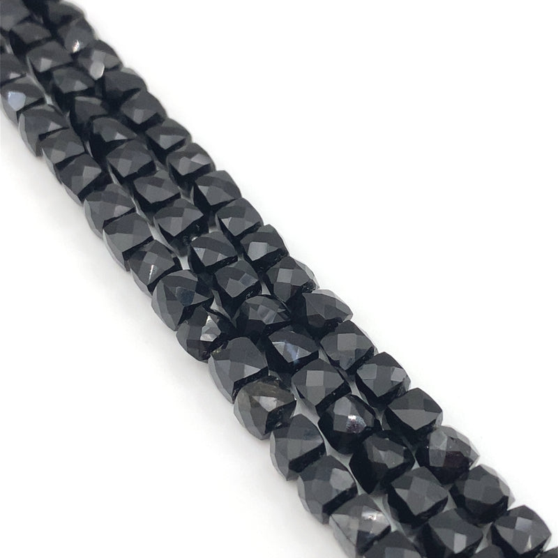 Black Onyx Faceted Cube Beads 5-6mm