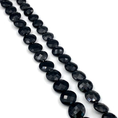 Black Quartz Faceted Coin Beads 10-11mm