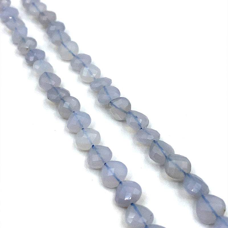 Chalcedony Faceted Heart Beads 7mm