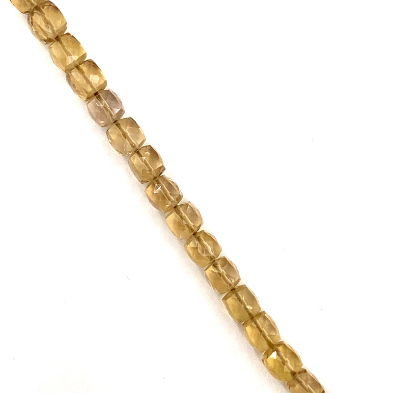 Cognac Quartz Faceted Cube Beads 5mm