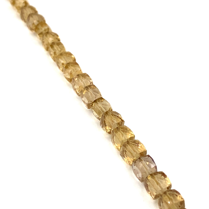 Cognac Quartz Faceted Cube Beads 5mm