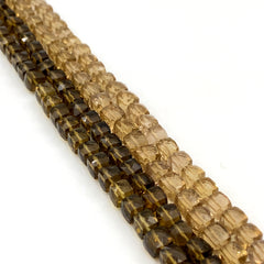 Cognac Quartz Faceted Cube Beads 7mm