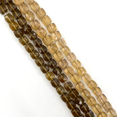 Cognac Quartz Faceted Cube Beads 7mm