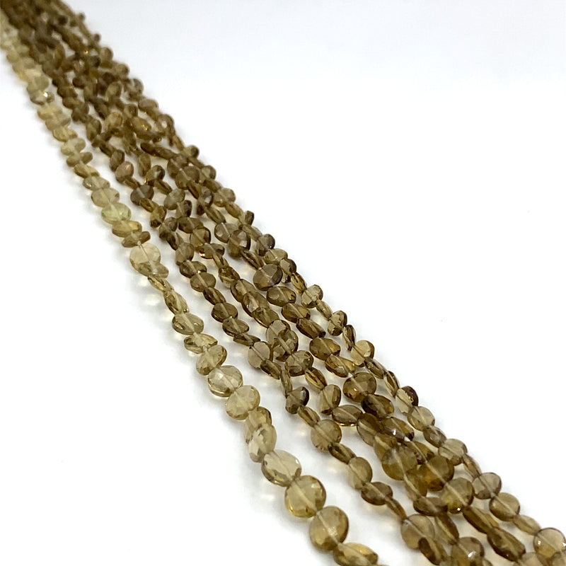 Cognac Quartz Faceted Coin Beads 5-6mm