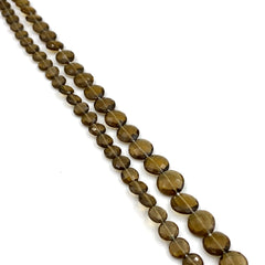 Cognac Quartz Faceted Coin Beads 7-10mm