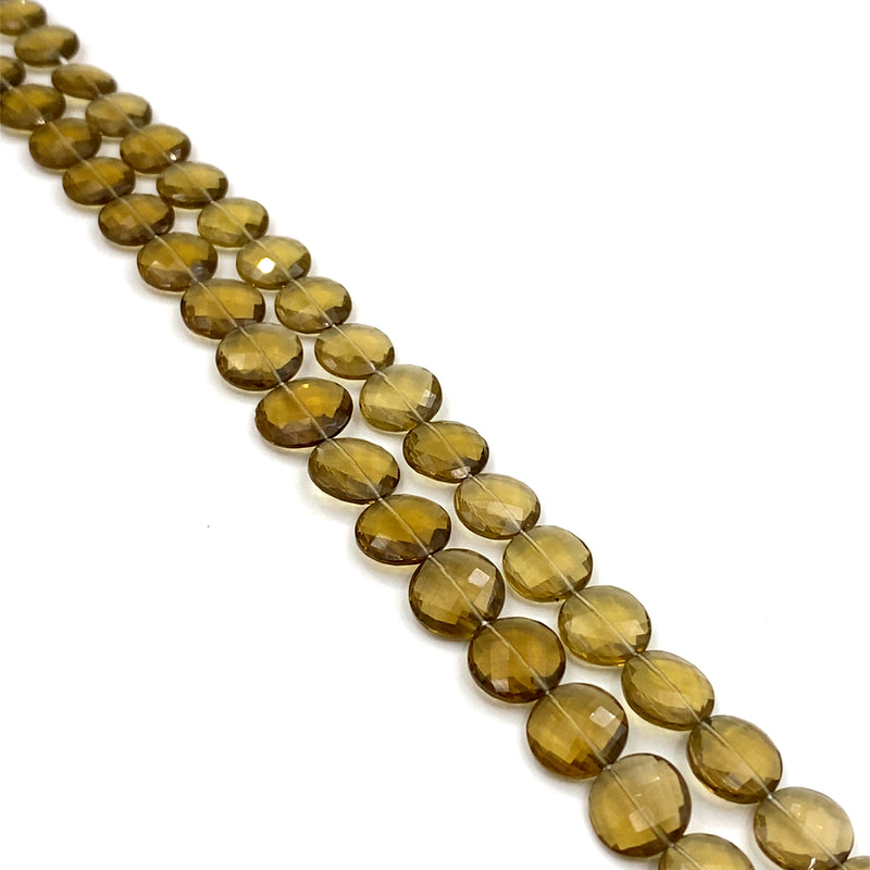 Cognac Quartz Faceted Coin Beads 10-15mm