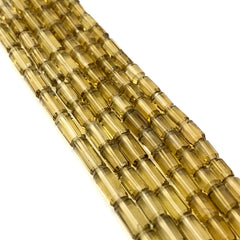 Cognac Quartz Faceted Tube Beads 4-5mm