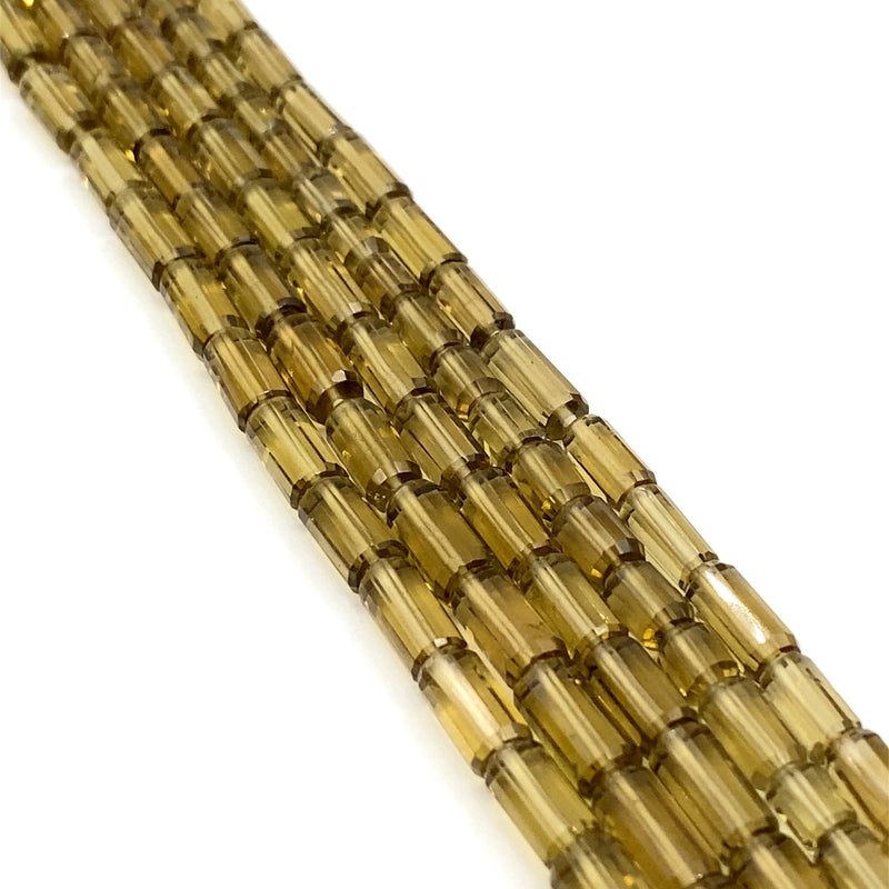 Cognac Quartz Faceted Tube Beads 5-6mm