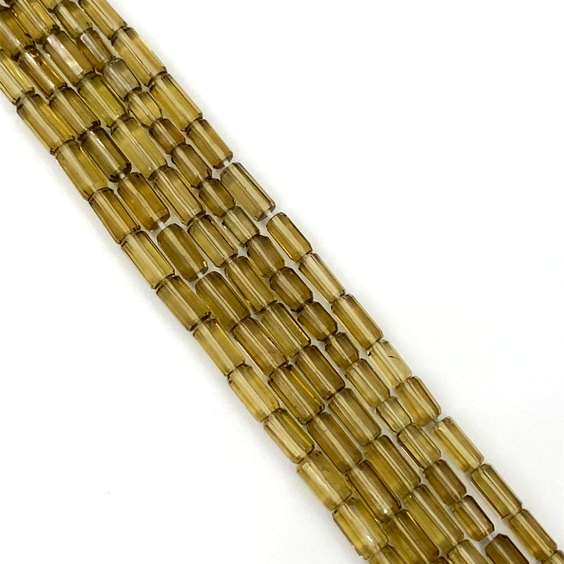 Cognac Quartz Faceted Tube Beads 5-6mm