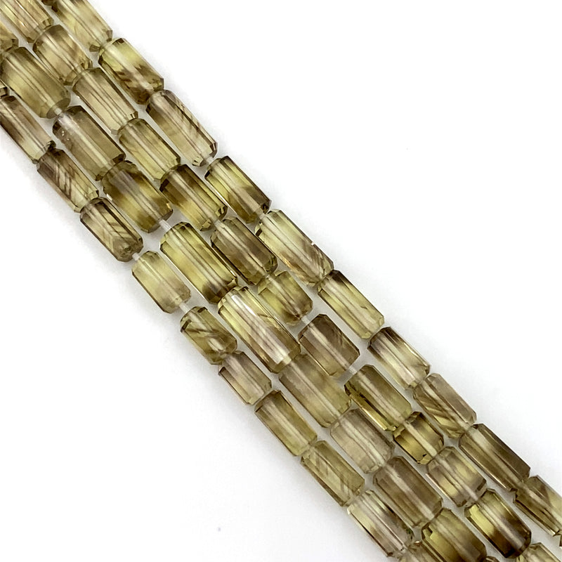 Cognac Quartz Faceted Tube Beads 4.5-6mm