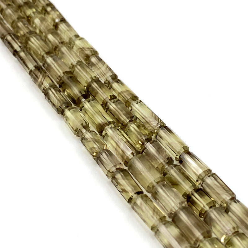 Cognac Quartz Faceted Tube Beads 4.5-6mm