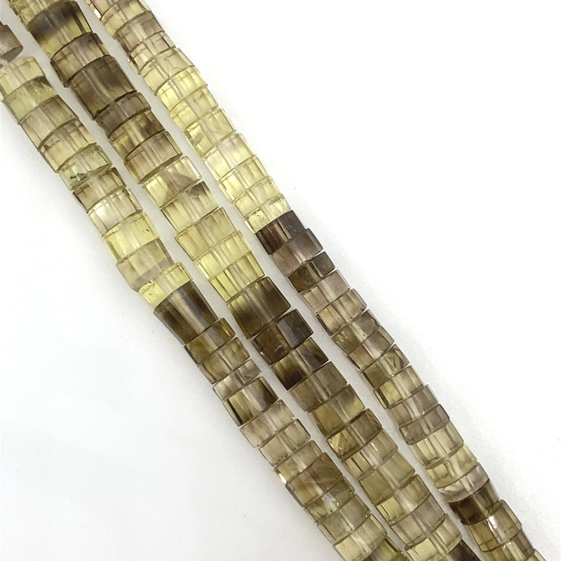 Cognac Quartz Faceted Tyre Beads 7-8mm