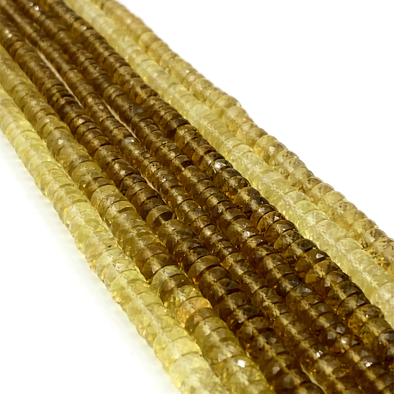 Cognac Quartz Faceted Tyre Beads 4.5-7mm