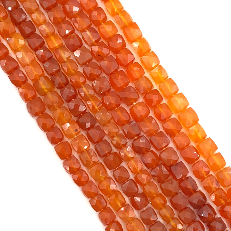 Carnelian Faceted Cube Beads 5-6.5mm