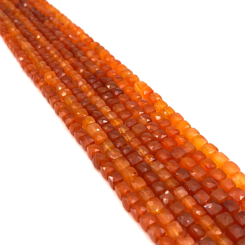 Carnelian Faceted Cube Beads 5-6.5mm