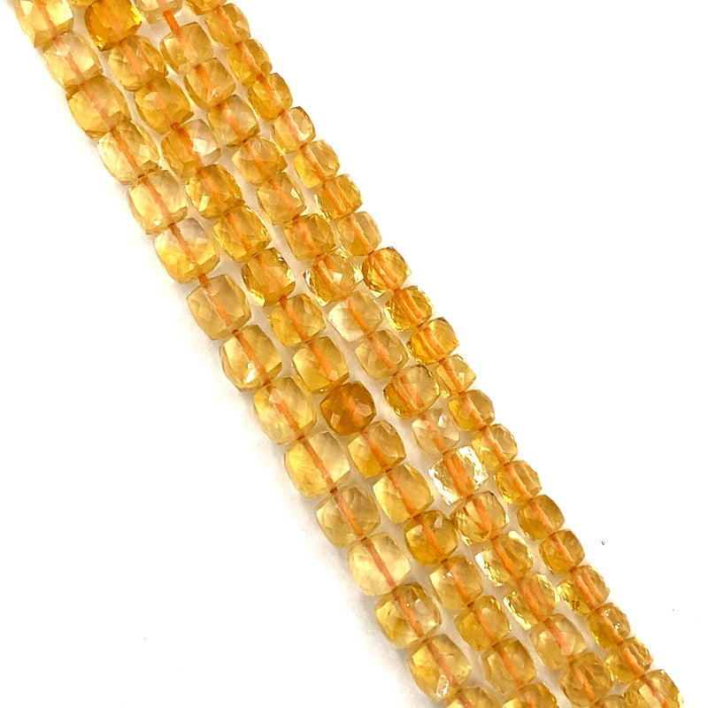 Citrine Faceted Cube Beads 5-6mm