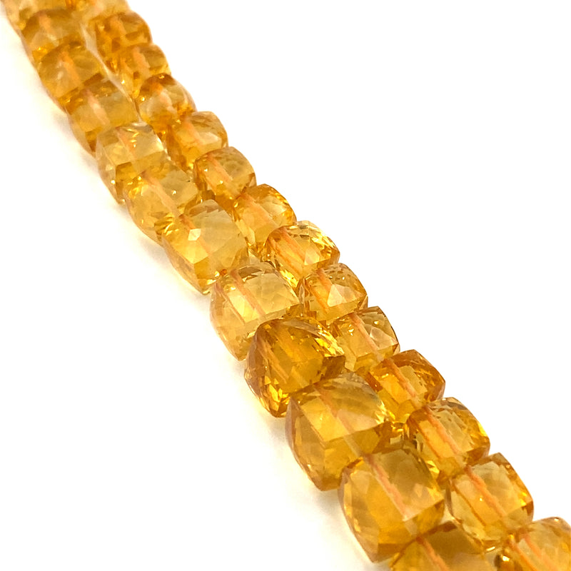 Citrine Faceted Cube Beads 6-9mm