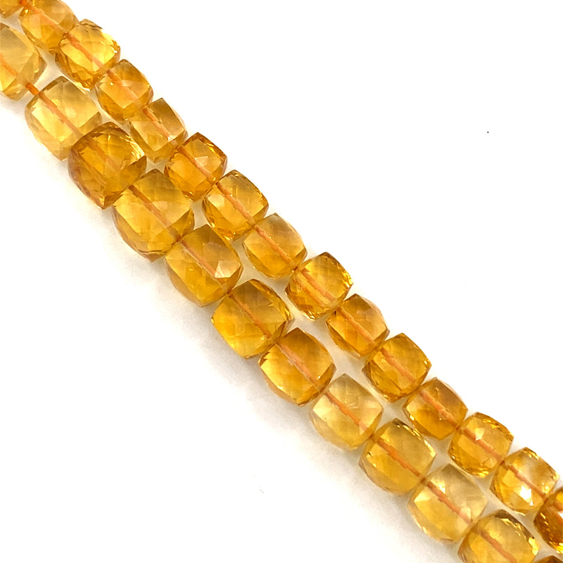 Citrine Faceted Cube Beads 6-9mm