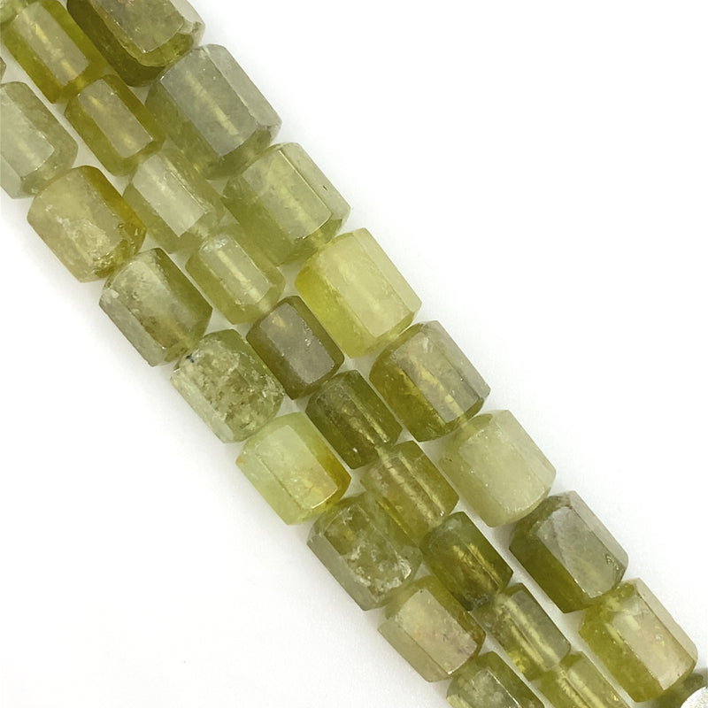 Green Garnet Faceted Tube Beads 5-8mm