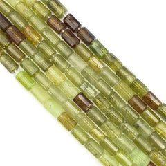 Green Garnet Faceted Tube Beads 6-7mm